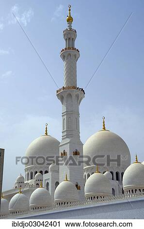 "The white marble domes and minaret of Sheikh Zayed Grand Mosque, Abu Dhabi, Emirate of Abu Dhabi, United Arab Emirates, Asia" View Large Photo Image Stock Image - "The white marble domes and minaret of Sheikh Zayed Grand Mosque, Abu Dhabi, Emirate of Abu Dhabi, United Arab Emirates, Asia". Fotosearch