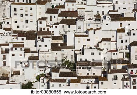 Stock Photography - "The White Town of Casares clings to a steep hillside, Malaga province, Andalusia, Spain, Europe". Fotosearch