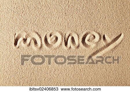 "The word money, written in sand" View Large Photo Image Stock Image - "The word money, written in sand". Fotosearch