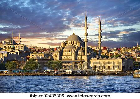 Stock Photography - "The Yeni Camii, The New Mosque or Mosque of the Valide Sultan, ordered by Safiye Sultan in 1597, on the banks of the Golden Horn, Istanbul, european side, Turkey, Asia". Fotosearch