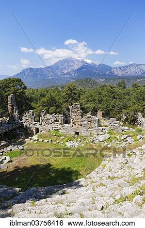 "Theater, ancient city of Phaselis, Mt. Tahtali Dagi behind, Phaselis, Tekirova, Lycia, Province of Antalya, Turkey, Asia" View Large Photo Image Stock Photograph - "Theater, ancient city of Phaselis, Mt. Tahtali Dagi behind, Phaselis, Tekirova, Lycia, Province of Antalya, Turkey, Asia". Fotosearch