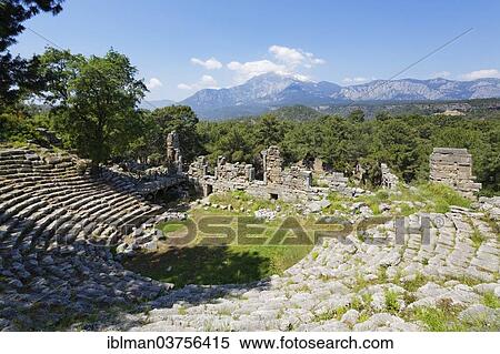 "Theater, ancient city of Phaselis, Mt. Tahtali Dagi behind, Phaselis, Tekirova, Lycia, Province of Antalya, Turkey, Asia" View Large Photo Image Stock Photography - "Theater, ancient city of Phaselis, Mt. Tahtali Dagi behind, Phaselis, Tekirova, Lycia, Province of Antalya, Turkey, Asia". Fotosearch
