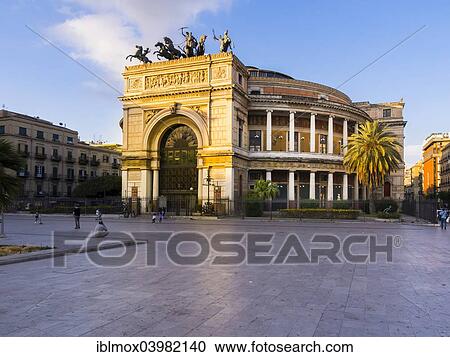 Stock Image - "Theater Politeama Garibaldi, Piazza Ruggero Settimo, historic centre, Palermo, Sicily, Italy, Europe". Fotosearch