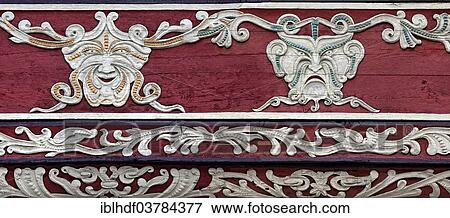 Stock Photo - "Theatre masks, architectural detail, Hameln, Lower Saxony, Germany, Europe". Fotosearch