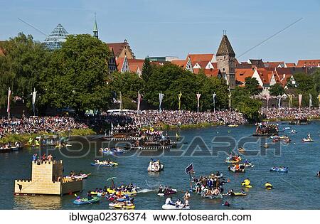 "Themed boats at the """"Nabada"""" boat parade on """"Schwormontag"""", a traditional Ulm holiday, Danube, Ulm, Baden-Wuerttemberg, Germany, Europe, PublicGround, Europe" View Large Photo Image Picture - "Themed boats at the """"Nabada"""" boat parade on """"Schwormontag"""", a traditional Ulm holiday, Danube, Ulm, Baden-Wuerttemberg, Germany, Europe, PublicGround, Europe". Fotosearch