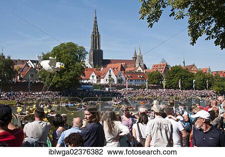 "Themed boats at the """"Nabada"""" boat parade on """"Schwormontag"""", a traditional Ulm holiday, Danube, Ulm, Baden-Wuerttemberg, Germany, Europe, PublicGround, Europe" View Large Photo Image Stock Image - "Themed boats at the """"Nabada"""" boat parade on """"Schwormontag"""", a traditional Ulm holiday, Danube, Ulm, Baden-Wuerttemberg, Germany, Europe, PublicGround, Europe". Fotosearch