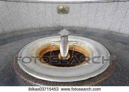 "Thermal water fountain, pool with mineral deposits, market well, Pramen Trzni, Karlovy Vary, Karlovy Vary Region, Bohemia, Czech Republic, Europe" View Large Photo Image Stock Image - "Thermal water fountain, pool with mineral deposits, market well, Pramen Trzni, Karlovy Vary, Karlovy Vary Region, Bohemia, Czech Republic, Europe". Fotosearch