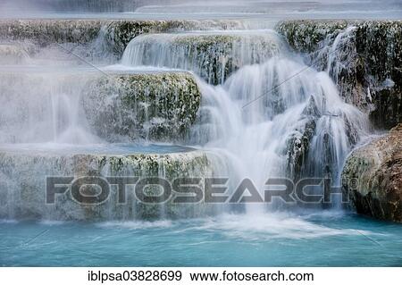 "Thermal waterfalls, travertine pools, Cascate del Molino, Saturnia, Province of Grosseto, Tuscany, Italy, Europe" View Large Photo Image Stock Photo - "Thermal waterfalls, travertine pools, Cascate del Molino, Saturnia, Province of Grosseto, Tuscany, Italy, Europe". Fotosearch