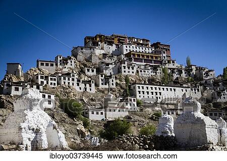 Stock Photography - "Thikse Gompa or Thikse Monastery, near Leh, Ladakh, Jammu and Kashmir, India, Asia". Fotosearch