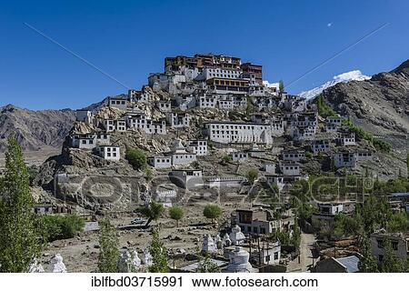 "Thiksey Gompa monastery, built on a hill, Ladakh, Jammu and Kashmir, India, Asia" View Large Photo Image Stock Image - "Thiksey Gompa monastery, built on a hill, Ladakh, Jammu and Kashmir, India, Asia". Fotosearch