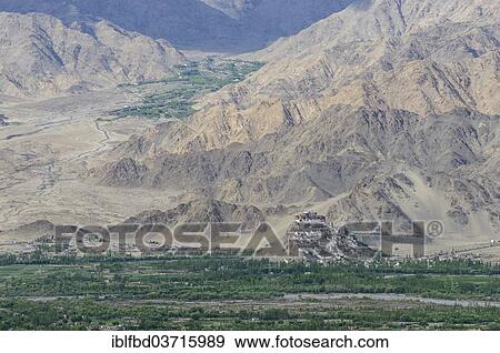 "Thiksey Gompa monastery, with mountains at back, seen across the green Indus valley, Ladakh, Jammu and Kashmir, India, Asia" View Large Photo Image Stock Photo - "Thiksey Gompa monastery, with mountains at back, seen across the green Indus valley, Ladakh, Jammu and Kashmir, India, Asia". Fotosearch