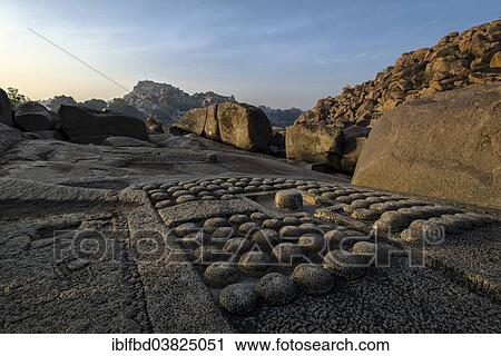 Stock Image - "Thousand Shiva Lingas, ruined city of Vijayanagara, UNESCO World Heritage Site, Hampi, Karnataka, India, Asia". Fotosearch