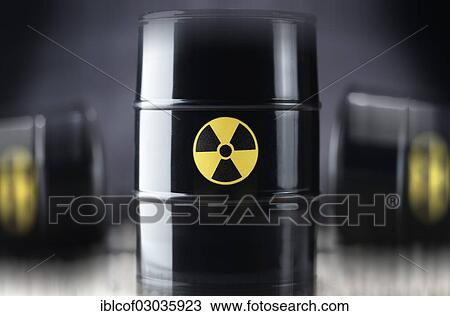 Stock Image - "Three barrels of nuclear waste, Germany, Europe". Fotosearch
