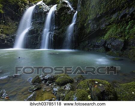 "Three Bear Falls, Maui, Hawaii, USA" View Large Photo Image Stock Photo - "Three Bear Falls, Maui, Hawaii, USA". Fotosearch