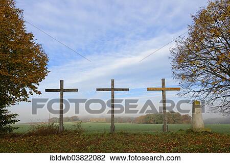 "Three crosses mark the boundary of 1818 between the Electorate of Bavaria and the Prince-Bishopric of Eichstatt, near Eitensheim, Schuttertal, Upper Bavaria, Bavaria, Germany,, Europe" View Large Photo Image Stock Image - "Three crosses mark the boundary of 1818 between the Electorate of Bavaria and the Prince-Bishopric of Eichstatt, near Eitensheim, Schuttertal, Upper Bavaria, Bavaria, Germany,, Europe". Fotosearch