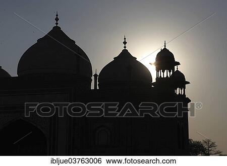 Stock Photograph - "Three domes against the light, Taj Mahal, Agra, Uttar Pradesh, India, Asia". Fotosearch