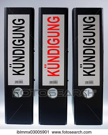 "Three file folders labeled """"Kuendigung"""", German for """"lay-off"""" or """"cancellation""""" View Large Photo Image Stock Image - "Three file folders labeled """"Kuendigung"""", German for """"lay-off"""" or """"cancellation""""". Fotosearch