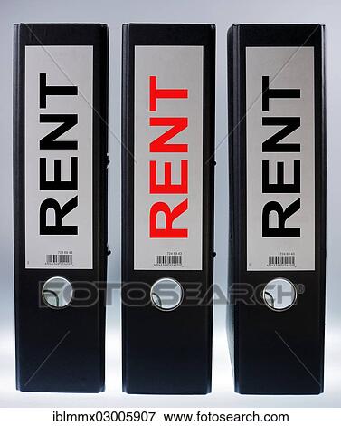 "Three file folders labeled """"Rent""""" View Large Photo Image Stock Photo - "Three file folders labeled """"Rent""""". Fotosearch