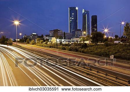 Stock Image - "Three office towers of the Cuatro Torres Business Area, Madrid, Spain, Europe". Fotosearch