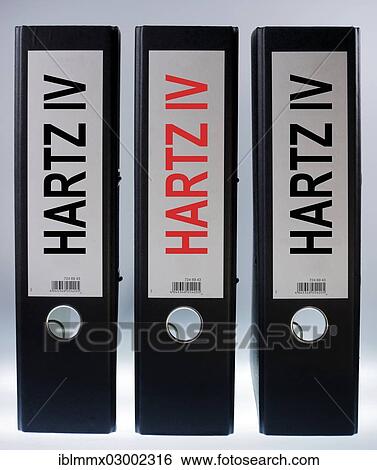"Three ring binders labeled Hartz IV, German term for long-term unemployment benefits, symbolic image" View Large Photo Image Stock Photograph - "Three ring binders labeled Hartz IV, German term for long-term unemployment benefits, symbolic image". Fotosearch