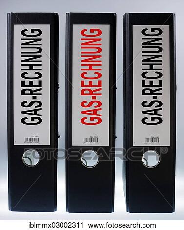 "Three ring binders labeled Gasrechnung, German for gas bill, symbolic image" View Large Photo Image Stock Image - "Three ring binders labeled Gasrechnung, German for gas bill, symbolic image". Fotosearch