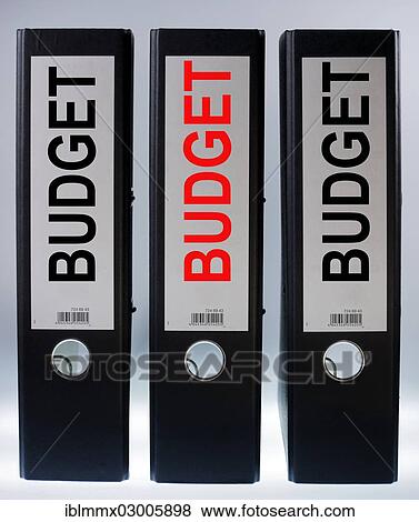 "Three ring binders labelled """"BUDGET""""" View Large Photo Image Stock Photo - "Three ring binders labelled """"BUDGET""""". Fotosearch