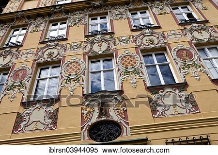 Stock Photography - "Thurn- und Taxishaus building with rococo facade, Karlsplatz, Neuburg an der Donau, Bavaria, Germany, Europe". Fotosearch