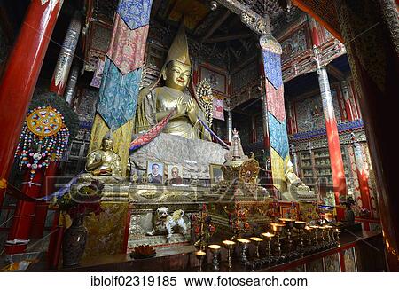 "Tibetan Buddhism, gilded Buddha statue, Wutun Si Monastery, Tongren, Repkong, Qinghai, formerly Amdo, Tibet, China, Asia" View Large Photo Image Stock Photography - "Tibetan Buddhism, gilded Buddha statue, Wutun Si Monastery, Tongren, Repkong, Qinghai, formerly Amdo, Tibet, China, Asia". Fotosearch