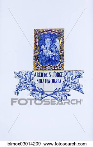 "Tile mosaic of a saint at Arco de Sao Jorge, Arco de Sao Jorge, Funchal, Madeira, Portugal, Europe" View Large Photo Image Stock Photo - "Tile mosaic of a saint at Arco de Sao Jorge, Arco de Sao Jorge, Funchal, Madeira, Portugal, Europe". Fotosearch
