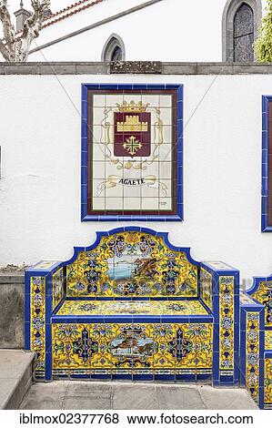 "Tiled bench, Promenade Paseo de Canarias, bench with tiles of the 21 communites, images and coat of arms, community of Agate, Gran Canaria, Canary Islands, Spain, Europe, PublicGround, Europe" View Large Photo Image Stock Photo - "Tiled bench, Promenade Paseo de Canarias, bench with tiles of the 21 communites, images and coat of arms, community of Agate, Gran Canaria, Canary Islands, Spain, Europe, PublicGround, Europe". Fotosearch