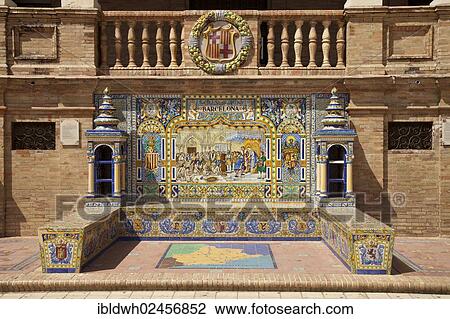 "Tiled image and map of Barcelona in the Plaza de Espana, Seville, Andalusia, Spain, Europe" View Large Photo Image Stock Image - "Tiled image and map of Barcelona in the Plaza de Espana, Seville, Andalusia, Spain, Europe". Fotosearch