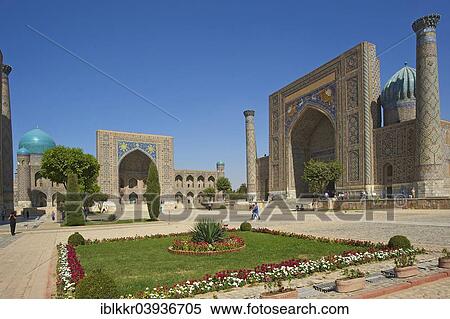 "Tilya-Kori Madrasah and Sher-Dor Madrasah, Registan, Samarkand, Uzbekistan, Asia" View Large Photo Image Stock Photography - "Tilya-Kori Madrasah and Sher-Dor Madrasah, Registan, Samarkand, Uzbekistan, Asia". Fotosearch