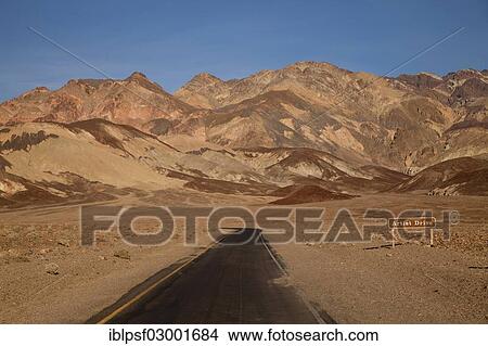 Picture - "Tinted rocks at the Artist's Drive and the Artist's Palette, Death Valley, Death Valley, Death-Valley-Nationalpark, California, United States, North America". Fotosearch