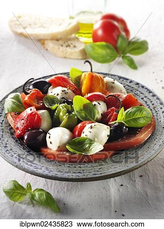 Tomato salad with buffalo mozzarella View Large Photo Image Stock Image - Tomato salad with buffalo mozzarella. Fotosearch
