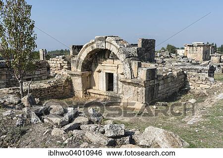 "Tombs, necropolis in Hierapolis, ancient Greek city in Pamukkale, Phrygia, Denizli Province, Turkey, Asia" View Large Photo Image Stock Photograph - "Tombs, necropolis in Hierapolis, ancient Greek city in Pamukkale, Phrygia, Denizli Province, Turkey, Asia". Fotosearch