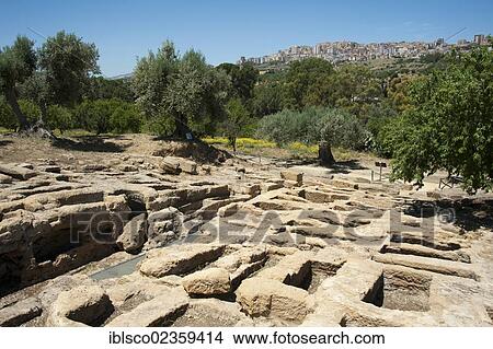 "Tombs, royal necropolis, Valley of the Temples, Agrigento, Sicily, Italy, Europe" View Large Photo Image Picture - "Tombs, royal necropolis, Valley of the Temples, Agrigento, Sicily, Italy, Europe". Fotosearch