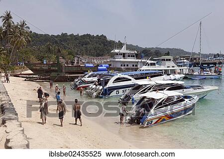 "Ton Sai Beach, harbour, speed boats, Ko Phi Phi Island, Phuket, Thailand, Asia" View Large Photo Image Stock Photography - "Ton Sai Beach, harbour, speed boats, Ko Phi Phi Island, Phuket, Thailand, Asia". Fotosearch