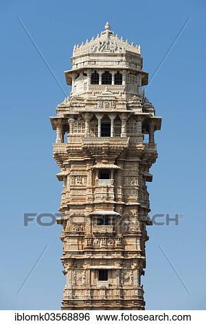 "Top of Vijaya Stambha, a victory tower built during the reign of Rana Kumbha with relief figures from Hindu mythology, Chittorgarh Fort, Chittorgarh, Rajasthan, India, Asia" View Large Photo Image Stock Photograph - "Top of Vijaya Stambha, a victory tower built during the reign of Rana Kumbha with relief figures from Hindu mythology, Chittorgarh Fort, Chittorgarh, Rajasthan, India, Asia". Fotosearch