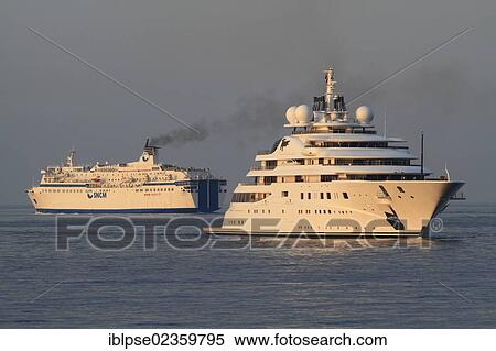 "Topaz motor yacht on its maiden voyage arriving in the port of Nice, built by Luerssen Yachts, length: 147 meters, built in 2012, French Riviera, France, Mediterranean Sea, Europe" View Large Photo Image Stock Photography - "Topaz motor yacht on its maiden voyage arriving in the port of Nice, built by Luerssen Yachts, length: 147 meters, built in 2012, French Riviera, France, Mediterranean Sea, Europe". Fotosearch
