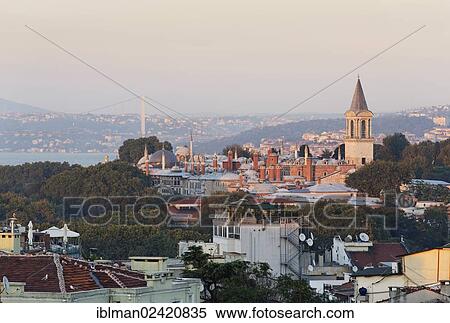 Topkapi Palace, Old City Sultanahmet, with Bosphorus Bridge at the rear, Istanbul, Turkey, Europe, Asia View Large Photo Image Stock Photography - Topkapi Palace, Old City Sultanahmet, with Bosphorus Bridge at the rear, Istanbul, Turkey, Europe, Asia. Fotosearch
