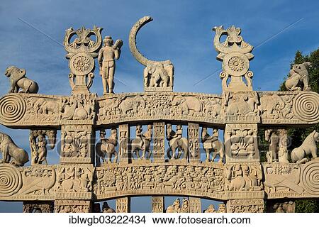 "Toran or sacred gateway with stone reliefs at the Buddhist stupa, Stupa No. 1, a large stupa from 2nd century BC, UNESCO World Cultural Heritage Site, Sanchi, Madhya Pradesh, India, Asia" View Large Photo Image Picture - "Toran or sacred gateway with stone reliefs at the Buddhist stupa, Stupa No. 1, a large stupa from 2nd century BC, UNESCO World Cultural Heritage Site, Sanchi, Madhya Pradesh, India, Asia". Fotosearch