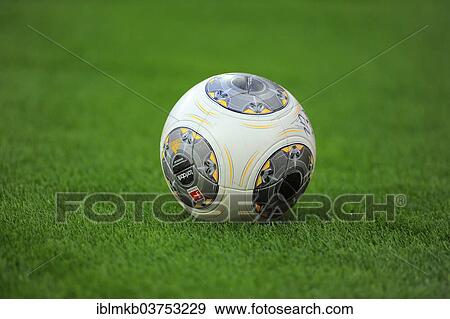 "Torfabrik"""", the official match ball of the 2013-2014 Bundesliga season, lying on a football pitch, Leverkusen, North Rhine-Westphalia, Germany, Europe" View Large Photo Image Stock Photo - "Torfabrik"""", the official match ball of the 2013-2014 Bundesliga season, lying on a football pitch, Leverkusen, North Rhine-Westphalia, Germany, Europe". Fotosearch