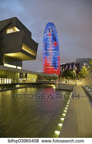 "Torre Agbar, architect Jean Nouvel, at dusk, Avinguda Diagonal, Barcelona, ​​Catalonia, Spain, Europe" View Large Photo Image Stock Photo - "Torre Agbar, architect Jean Nouvel, at dusk, Avinguda Diagonal, Barcelona, ​​Catalonia, Spain, Europe". Fotosearch