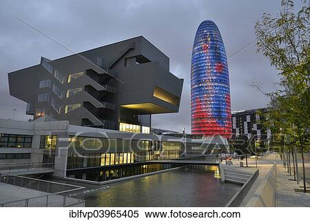 "Torre Agbar, architect Jean Nouvel, at dusk, Avinguda Diagonal, Barcelona, ​​Catalonia, Spain, Europe" View Large Photo Image Stock Photography - "Torre Agbar, architect Jean Nouvel, at dusk, Avinguda Diagonal, Barcelona, ​​Catalonia, Spain, Europe". Fotosearch