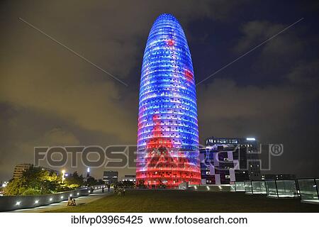 "Torre Agbar, architect Jean Nouvel, at dusk, Avinguda Diagonal, Barcelona, ​​Catalonia, Spain, Europe" View Large Photo Image Stock Photography - "Torre Agbar, architect Jean Nouvel, at dusk, Avinguda Diagonal, Barcelona, ​​Catalonia, Spain, Europe". Fotosearch