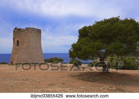 "Torre de Cala Pi watchtower, Cala Pi, Llucmajor, Majorca, Balearic Islands, Spain, Europe" View Large Photo Image Stock Photograph - "Torre de Cala Pi watchtower, Cala Pi, Llucmajor, Majorca, Balearic Islands, Spain, Europe". Fotosearch