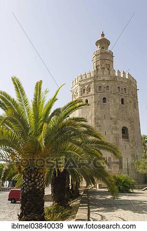 "Torre del Oro, dodecagonal military watchtower, Seville, Andalusia, Spain, Europe" View Large Photo Image Stock Photo - "Torre del Oro, dodecagonal military watchtower, Seville, Andalusia, Spain, Europe". Fotosearch