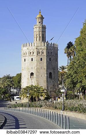 "Torre del Oro, Gold Tower, maritime museum, promenade, Seville, Andalusia, Spain, Europe" View Large Photo Image Stock Photo - "Torre del Oro, Gold Tower, maritime museum, promenade, Seville, Andalusia, Spain, Europe". Fotosearch