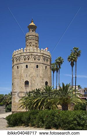 Stock Photo - "Torre del Oro on the waterfront of the Rio Guadalquivir, Seville, Andalucia, Spain, Europe". Fotosearch