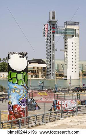 "Torre Schindler, or Schindler Tower, on the Guadalquivir river bank, with graffiti works, Seville, Sevilla, Andalusia, Spain, Europe" View Large Photo Image Stock Photography - "Torre Schindler, or Schindler Tower, on the Guadalquivir river bank, with graffiti works, Seville, Sevilla, Andalusia, Spain, Europe". Fotosearch